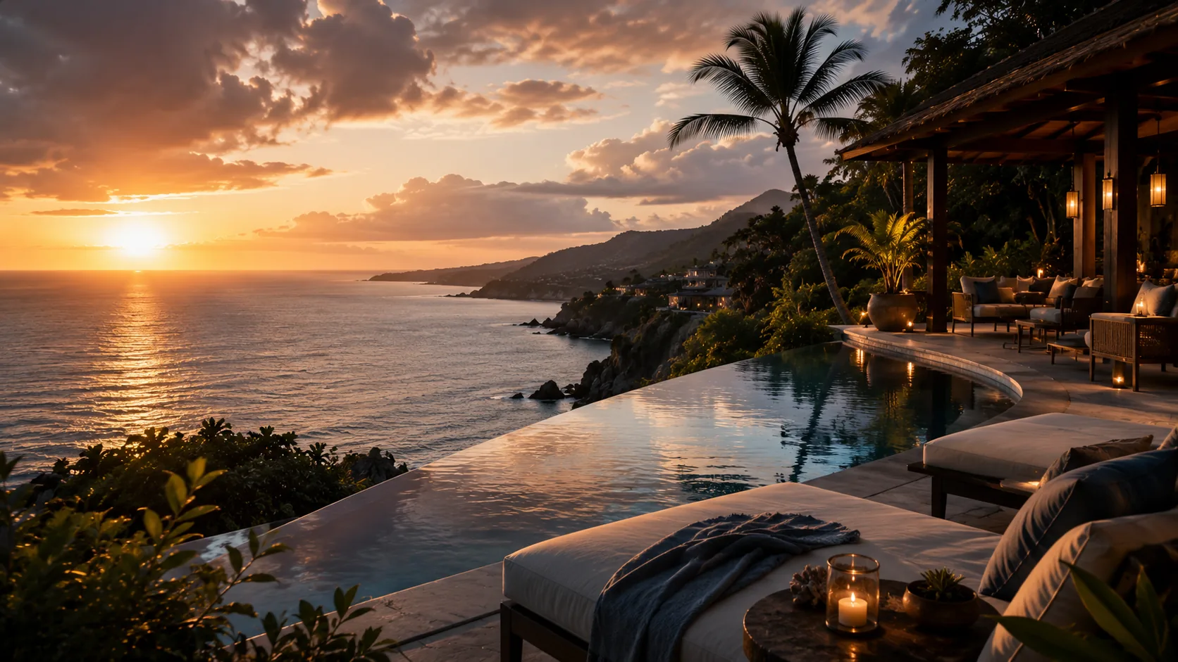 Cinematic resort and escape travel scene
